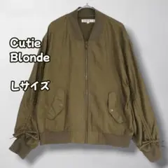 S0387　ブルゾン　MA-1　ミニタリー　ジップアップ　リボン袖　Lのサムネイル