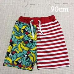 90cm　ミッキー　バナナ柄　ストライプ　水着