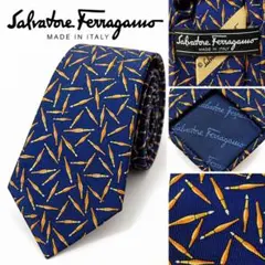 Salvatore Ferragamo フェラガモ ネクタイ 総柄 ネイビー