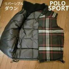 90s POLO SPORT リバーシブル ダウンベスト ブラック チェック