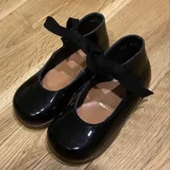 Bonpoint BEBE黒エナメルリボンシューズ　21（13㎝）☺︎