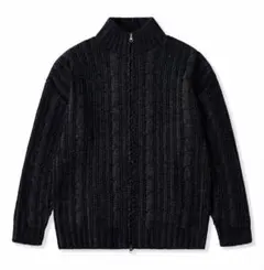 KARAKU/リブ編みニットスタンドカラーカーディガン