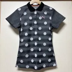✨良品✨ PUMA プーマゴルフ ドット柄 ポロシャツ グレー レディース Oのサムネイル
