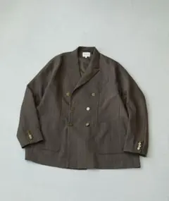 EMMACLOTHESブラウン系オリーブストライプオーバーサイズダブルジャケット