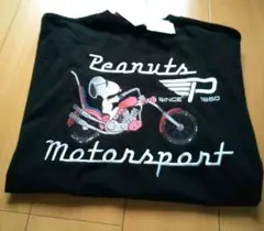 PEANUTS スヌーピー 刺繍 半袖Tシャツ ブラック L