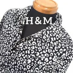 fe11 H&M エイチアンドエム 黒×白 レオパード柄 長袖シャツ メンズMのサムネイル
