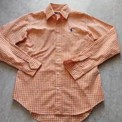 Ralph Lauren オレンジ チェック柄 長袖シャツ