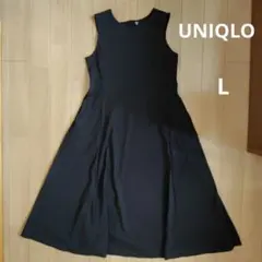 【UNIQLO】ウルトラストレッチエアリズムワンピース ノースリーブ ブラックL