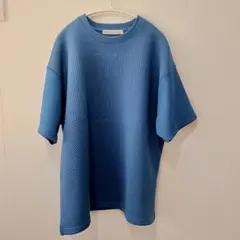 【美品】ナノ・ユニバース Tシャツ L ブルー 半袖 クルーネック メンズ