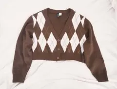H＆M アーガイルカーディガン ブラウン