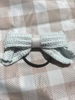 水色リボンヘアゴム