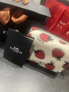【値下げ可】COACH ストロベリー ミニバケット ハンド＆ショルダーバッグ 値下げ可】COACH ストロベリー ミニバケット ハンド＆ショルダーバッグ