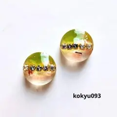#093 ハンドメイドピアス　イヤリング　レジン　クウォーツ　クリアグリーン