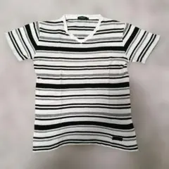 BLACK LABEL CRESTBRIDGEのVネックボーダー半袖Tシャツ　M