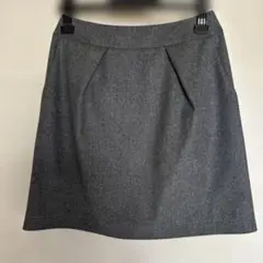 ROPE グレー タック入り　ミニスカート　【38】 日本製　裾ステッチ