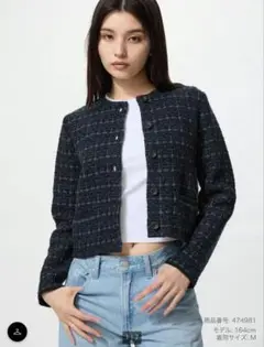 UNIQLO ユニクロ ニットショートジャケット ブルー Sサイズ