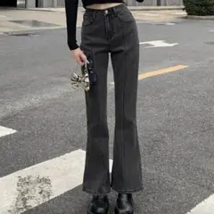 SHEIN ハイウエスト ブーツカットジーンズ ブラック M