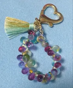 ゆめかわ 水滴ビーズ バッグチャーム ハンドメイド