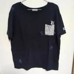 Disney ミッキーマウス ポケットTシャツ ネイビーLL