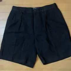 33 黒リネン100% 美品 ラルフローレン ショーツ ビンテージツータック
