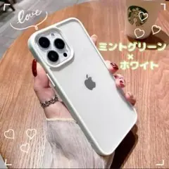 iPhone12/Pro クリアケース ミントグリーン 耐衝撃 シリコン 白