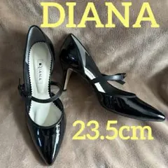 ダイアナ エナメルパンプス 23.5cm メリージェーン リボン 黒 ブラック