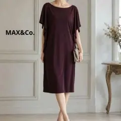MAX&Co. 半袖 ひざ丈ワンピース　しっとり系　ボルドー　ドルマンスリーブのサムネイル