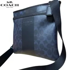 【極美品】COACH コーチ ネイビー ショルダーバッグ サコッシュ スクエア