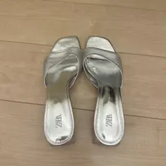 ZARA ミュール　シルバー
