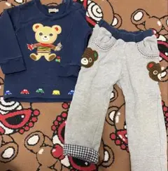 ミキハウスプッチくんクマプリント トレーナー・パンツセット 95cm
