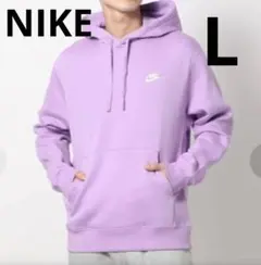 【希少カラー】ナイキ　スウェット　パーカー　ワンポイント刺繍ロゴ　パープル紫　Ｌ