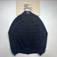 【美品】BURBERRY アーガイル ドライバーズニット 薄手 3 ブラック