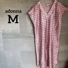 adonna 【M】 ペイズリー柄 半袖ワンピース ピンク ひざ丈