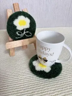 パンチニードル 花柄 刺繍 コースター ワッペン 7枚セット ミニラグ