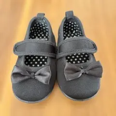 フォーマル 黒 リボン付き ベビーシューズ 14cm