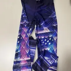 幾何学模様 レギンス 紫と青