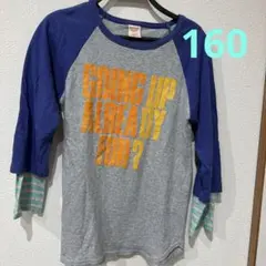 デニムダンガリー 重ね着風　カットソー 8分丈ぐらい？ サイズ160