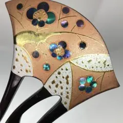 110109 結婚式　樹脂　鼈甲風　螺鈿　金蒔絵　梅文様　バチ　かんざし