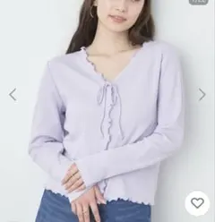 アースミュージック&エコロジー　美品　フリルメロウリボンカーディガン　羽織り　M