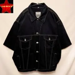 90s デニムジャケット 半袖シャツ ワークジャケット アメカジFADE OUT