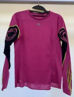 【adidas】アディダスランニングシャツ 長袖 マゼンタピンク×ブラックのサムネイル