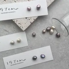 【No.671】小粒淡水パールのシンプルイヤリング/ピアス