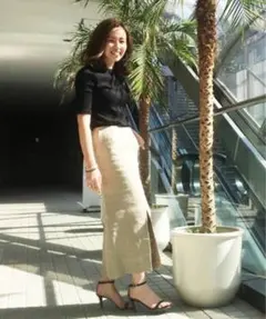 リネン フロントスリットタイトスカート