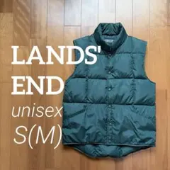 【美品】ランズエンドダウンベスト緑 S（M相当）ヴィンテージ肉厚オリーブグリーン