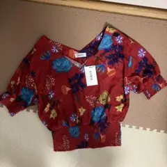 EVRIS 花柄 半袖トップス 赤