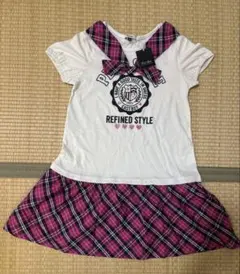 EASTBOY セーラーカラー 半袖ワンピース ピンクチェック 150のサムネイル