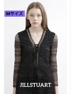 JILLSTUART レース編み上げカーディガン　ブラウス　M　ブラック