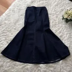 GU デニム ロングフレアスカート