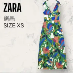 【未使用】 ZARA ノット ストラップ フラワー プリント ジャンプスーツ
