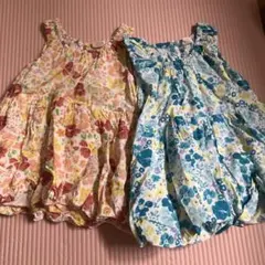 プティマイン 　双子　花柄バルーン ワンピース 90cm 2枚セット